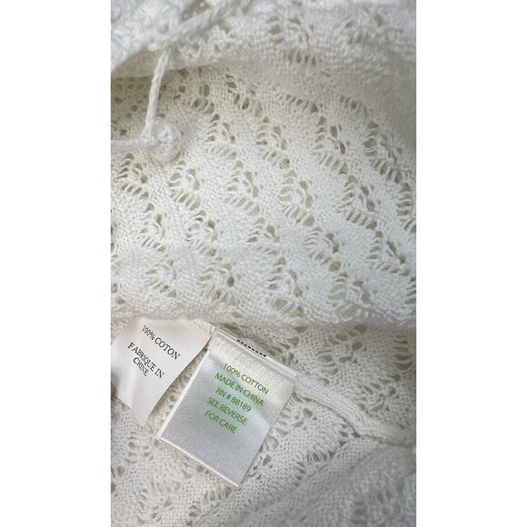 Lilly Pulitzer Women's size S Athena White Crochet Tunic Pom Pom Hem Cotton - Picture 7 of 9
